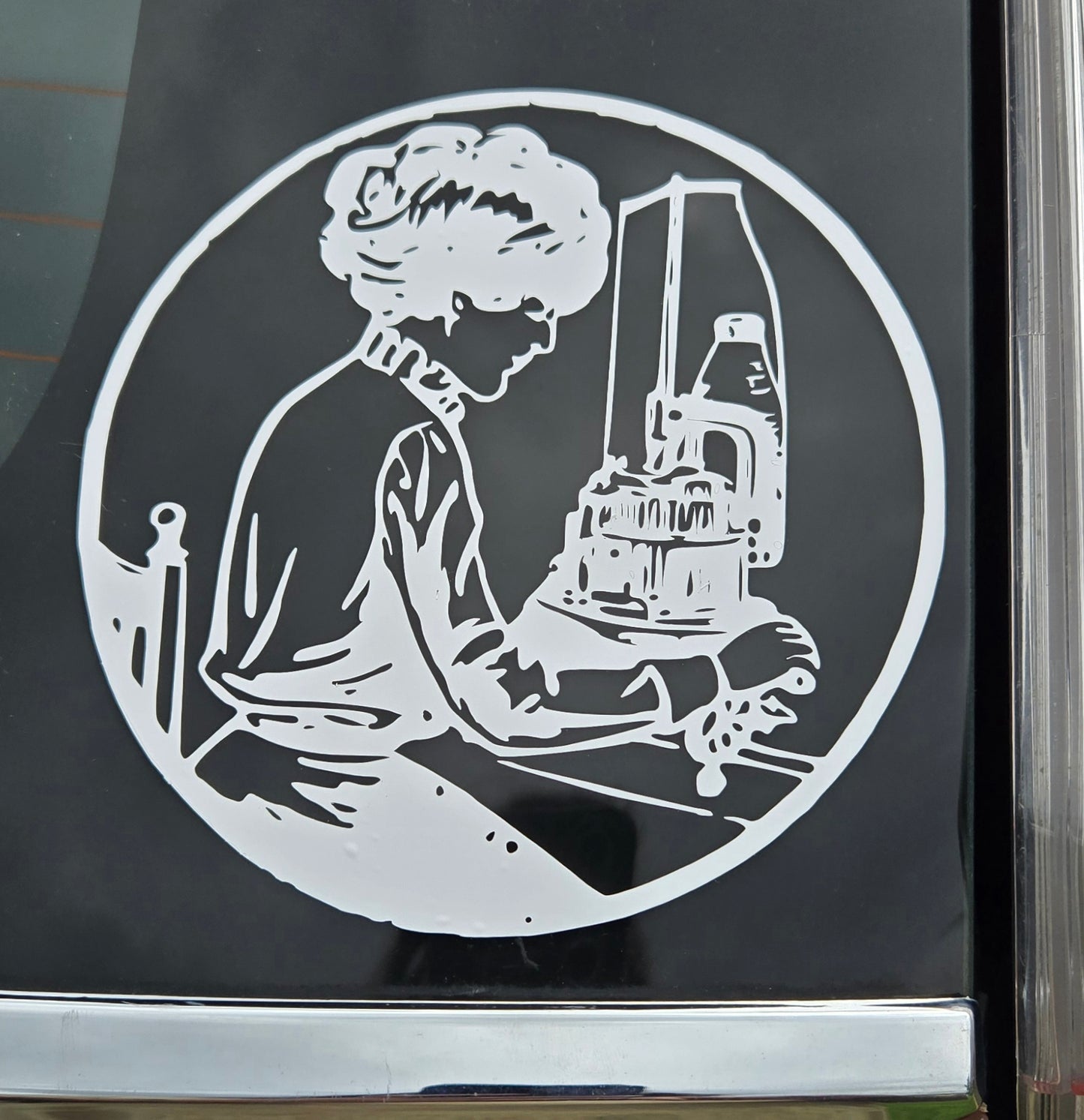 Cranky Spinster Window Decal White